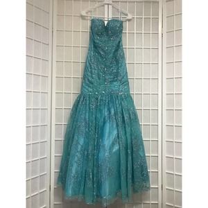 Diamond Teal Mermaid Gown